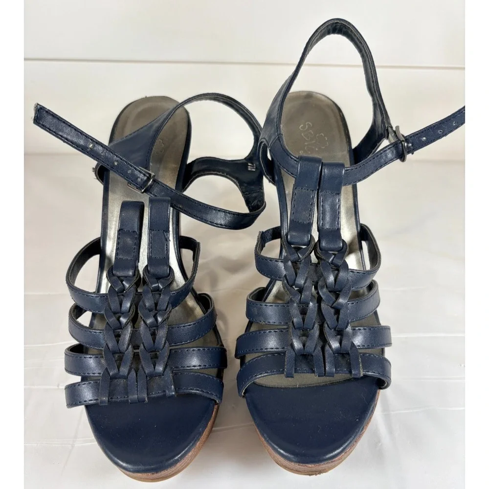 Women's Sbicca Wedge Sandals Navy Size 7